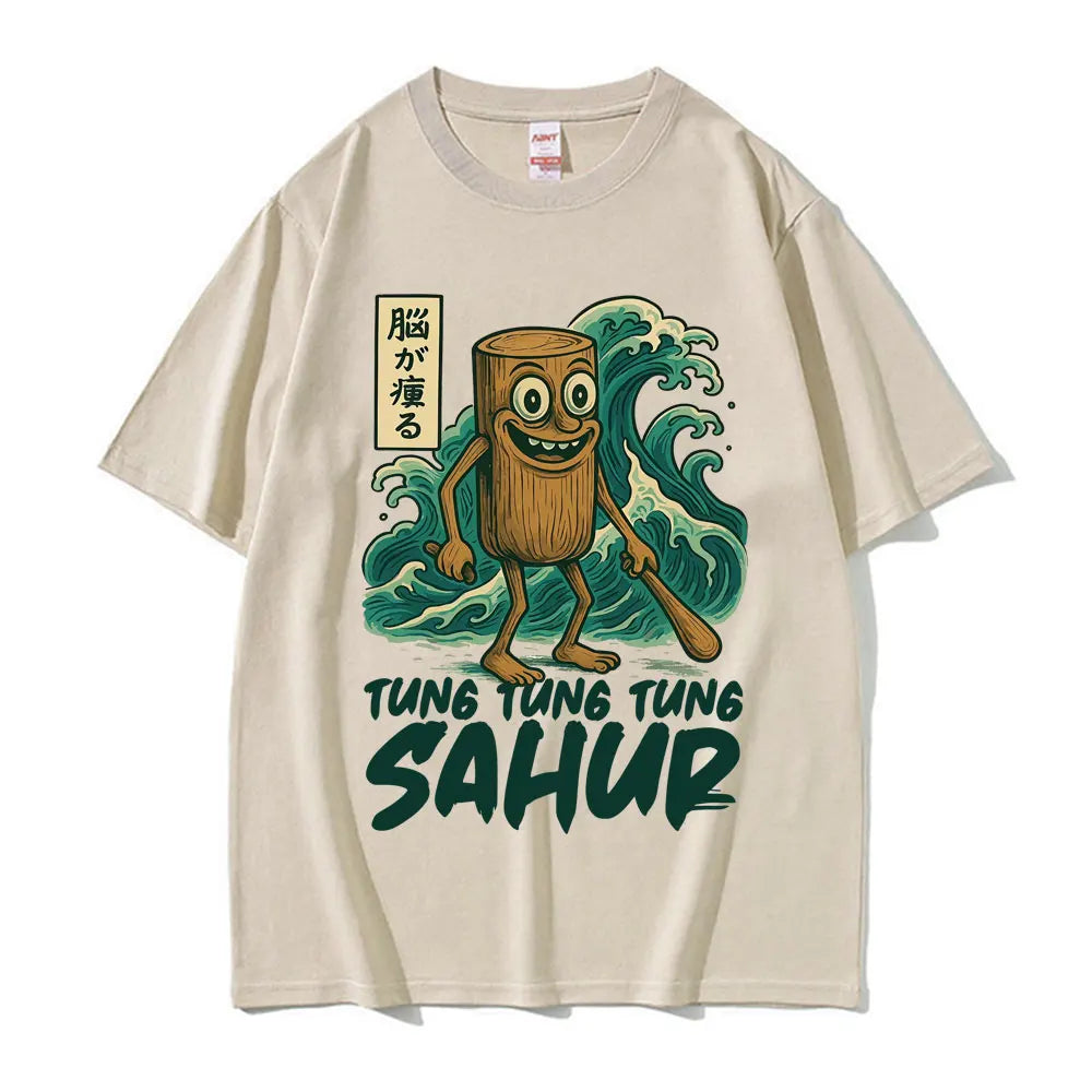 Tung Tung Tung Sahur Baseball Bat T Shirt Funny Italian Brainrot Style Humor Cartoon Tee Shirt Men Women's Summer Cotton T-shirt