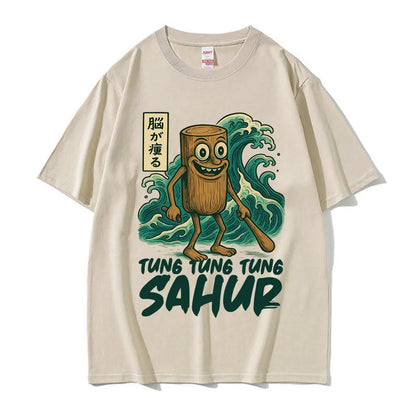 Tung Tung Tung Sahur Baseball Bat T Shirt Funny Italian Brainrot Style Humor Cartoon Tee Shirt Men Women's Summer Cotton T-shirt