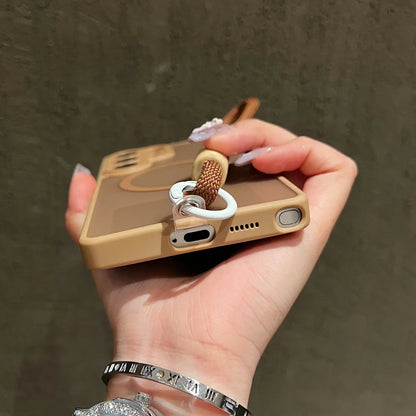 Wrist Strap Cord Magnetic Matte Translucent Armor Case For Samsung S25 Ultra S24 FE S23 Plus For Magsafe Wireless Charge Cover