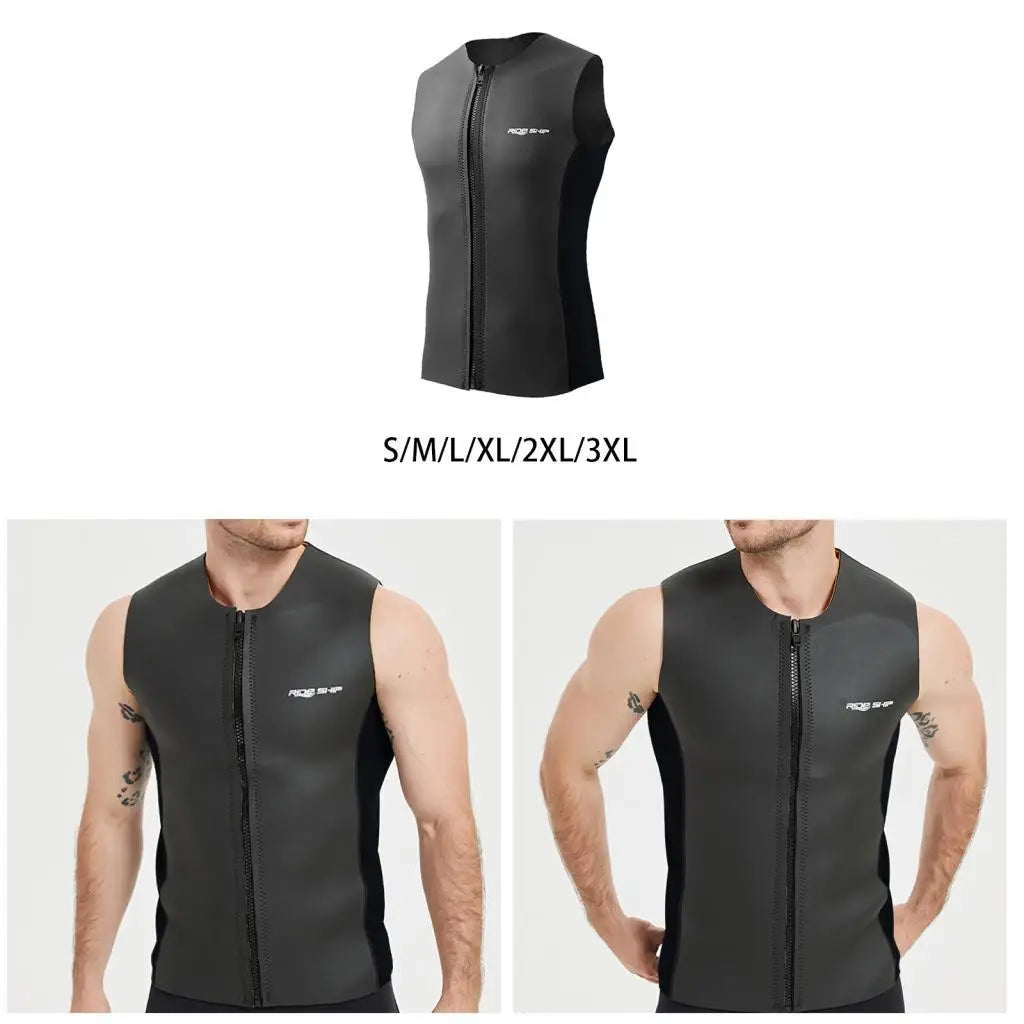 Wetsuit Top,Sleeveless Vest Thermal Diving Vest Zipper Diving Vest Swimsuit for Swimming Water Sports Surfing Kayaking