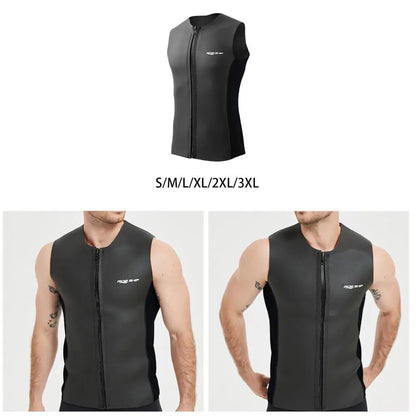 Wetsuit Top,Sleeveless Vest Thermal Diving Vest Zipper Diving Vest Swimsuit for Swimming Water Sports Surfing Kayaking