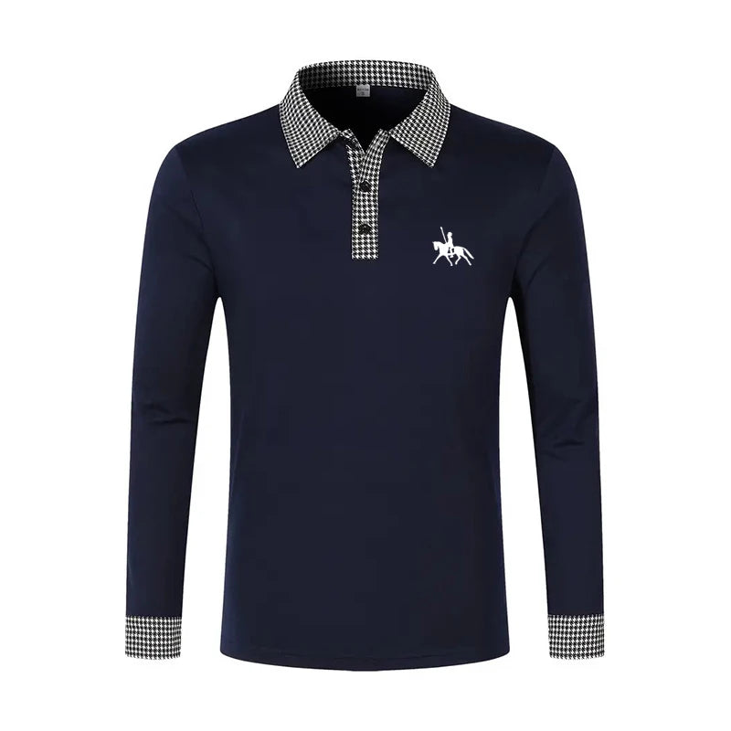 Spring and Autumn Men's Long Sleeve Polo Shirt Classic Business Office T-shirt Male Street Casual Fashion Solid Color Top