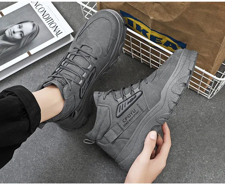 Spring Men's High Top Breathable Work Shoes Trendy All-Match Anti-Slip Wear-Resistant Sports Casual Labor Protection Shoes