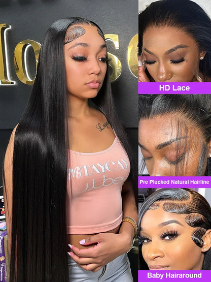 Pre Cut No Glue Bone Straight Glueless Wigs Human Hair 30 40 Inch 13x4 13x6 HD Lace Frontal Wig For Women 100% Human Hair Wigs