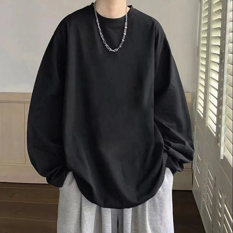 High Street Printing Plus Size Youth Tops Men's Spring Autumn New Trend Long Sleeve Fashion T Shirts Casual Korean Men Clothing