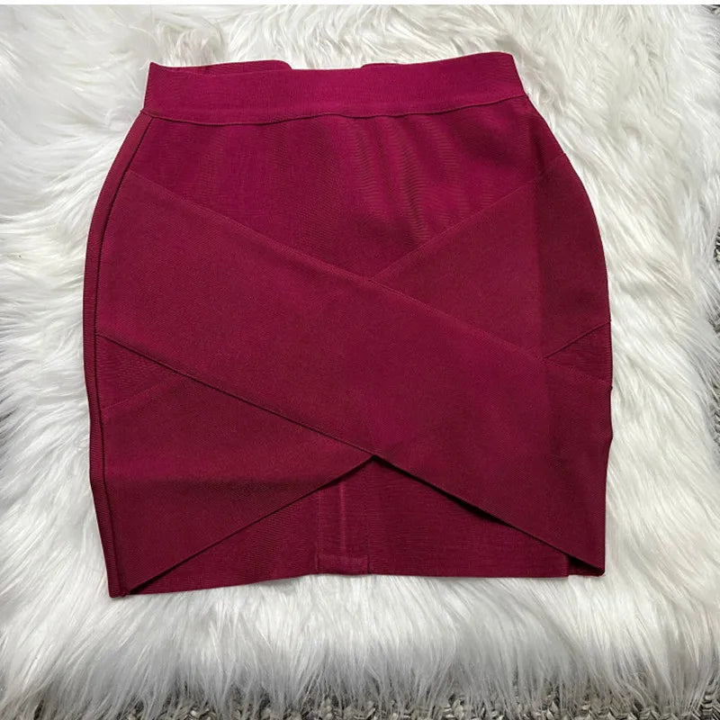 Ladies High Quality Rayon Black Thick Rayon Pencil Bandage Skirt Cute Mini Skirt