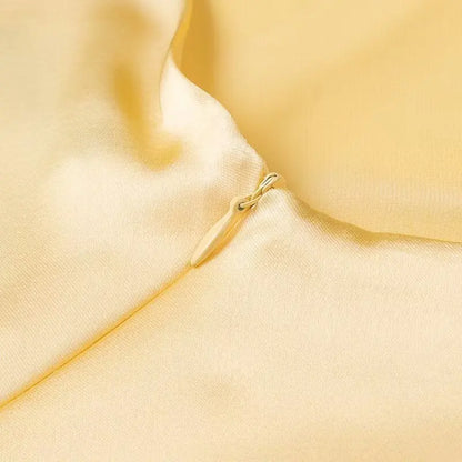 HH Women Summer Yellow Stain V Neck Sling Dress Elegant Sleeveless Loose Maxi Robes 2025 New Ladies Party Holiday Dresses