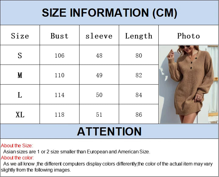 2025 Autumn Winter Loose Mini Sweater Dress Women V Neck Lantern Sleeve Knitted Dresses Streetwear Short Robes Jumpers