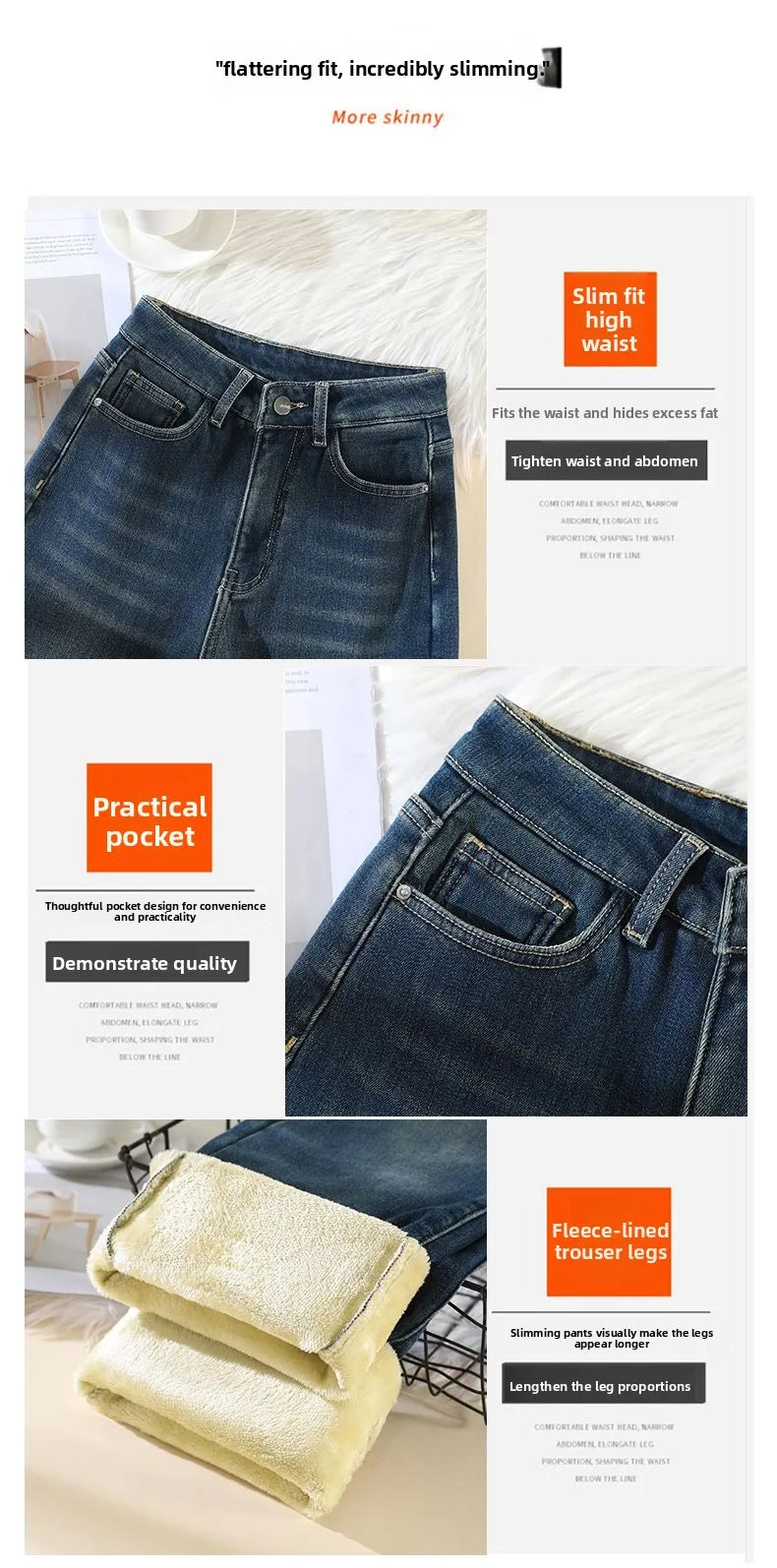 Woman High Waist Fashion Thermal Wide Leg Jeans Female Y2k Clothes Baggy Pants Girl Autumn Winter Snow Versatile Denim Trousers