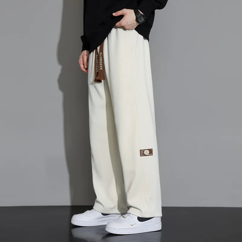 Men's Casual Pants, Men's Spring and Autumn New Style, Hanging Solid Color Sports Pants, Men Loose Straight Leg Wide Leg Pants