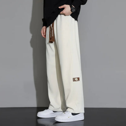 Men's Casual Pants, Men's Spring and Autumn New Style, Hanging Solid Color Sports Pants, Men Loose Straight Leg Wide Leg Pants