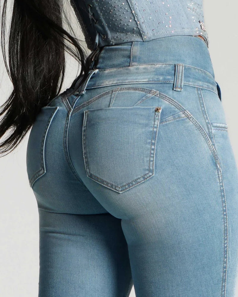 Stretch Skinny Denim Women's Jeans Mid Waist Pants Blue Elastic Slim Pencil Trousers Female Fashion Office Trendy Pants Y2K