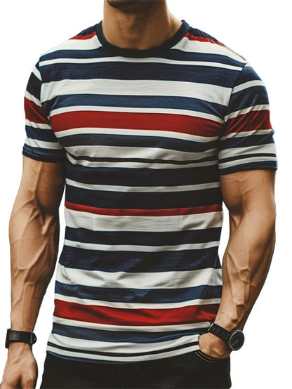 Simple Stripe Graphic T Shirts For Men Fashion Summer Short Sleeve 3D Printed T-shirt Casual Oversized Breathable Pullovers Tees