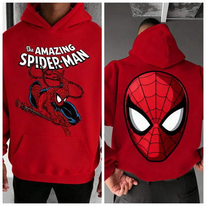 Marvel Spider Man Cotton Hoodie Autumn Winter Warm Wear Versatile Pocket Design for Casual Travel and Mountain Climbing