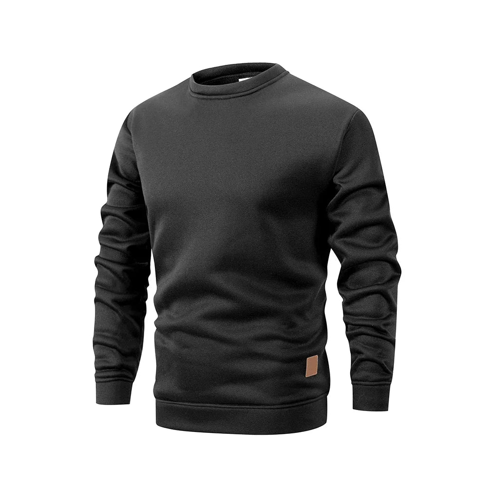 New Mens Round Neck Sweatshirt Solid Color Loose Casual Pullover Men Fashion Warm Long Sleeve Hoodies Men Clothing