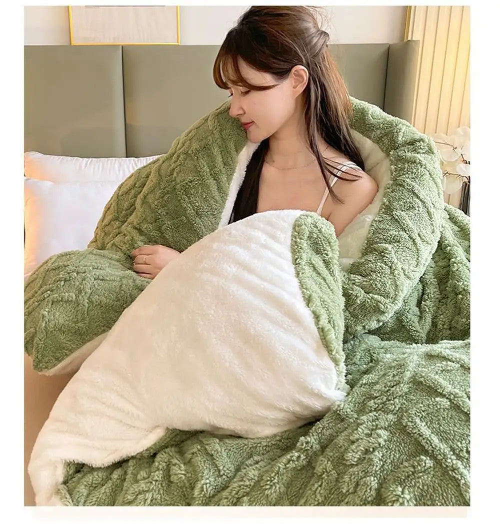 New Super Thick Winter Warm Blanket for Bed Artificial Lamb Cashmere Weighted Blankets Soft Comfortable Warmth Quilt Comforter