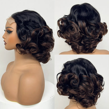 250% Density  5x5 Lace Closure Wig Short Loose Bouncy  Wig 100% Human Hair Loose Bouncy Human Hair Wig For Black Women