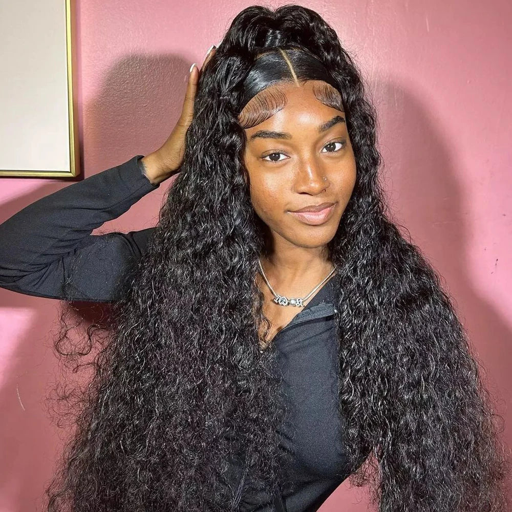 CEXXY 300% High Density Deep Wave 13x6 HD Lace Frontal Wig Brazilian Curly Water Wave Lace Frontal Wigs 36 Inches For Women