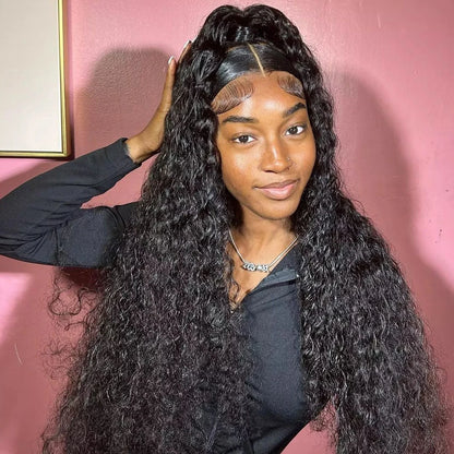 CEXXY 300% High Density Deep Wave 13x6 HD Lace Frontal Wig Brazilian Curly Water Wave Lace Frontal Wigs 36 Inches For Women
