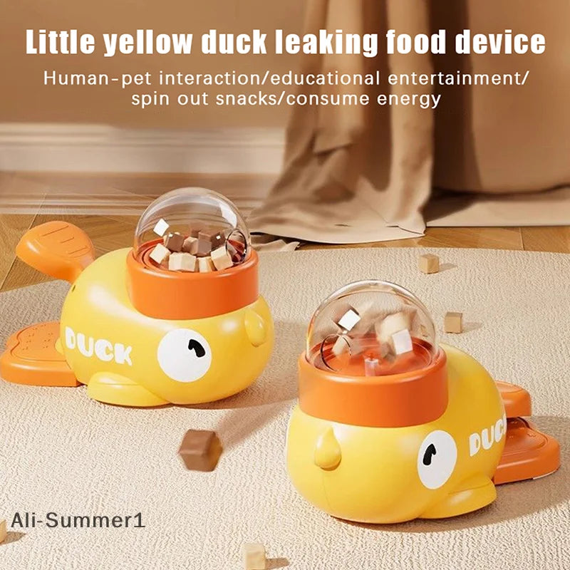【E】Pet Snack Feeder Dog Food Dispenser Automatic Feeder Puppy Cartoon Duck Whale Design Used To Train Cats Accessories Supplies