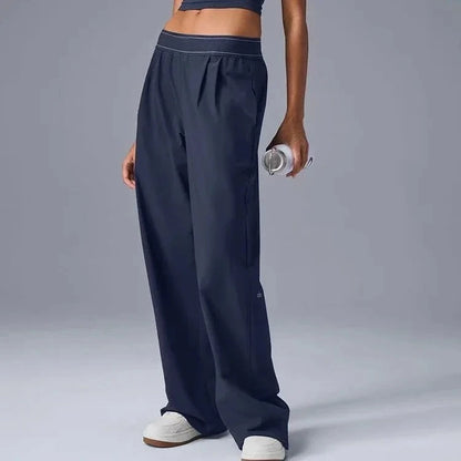 Wide Leg Yoga Pants Women Summer Loose Hanging Casual Pants Women's Versatile Solid Black Suit Western-Style Pants