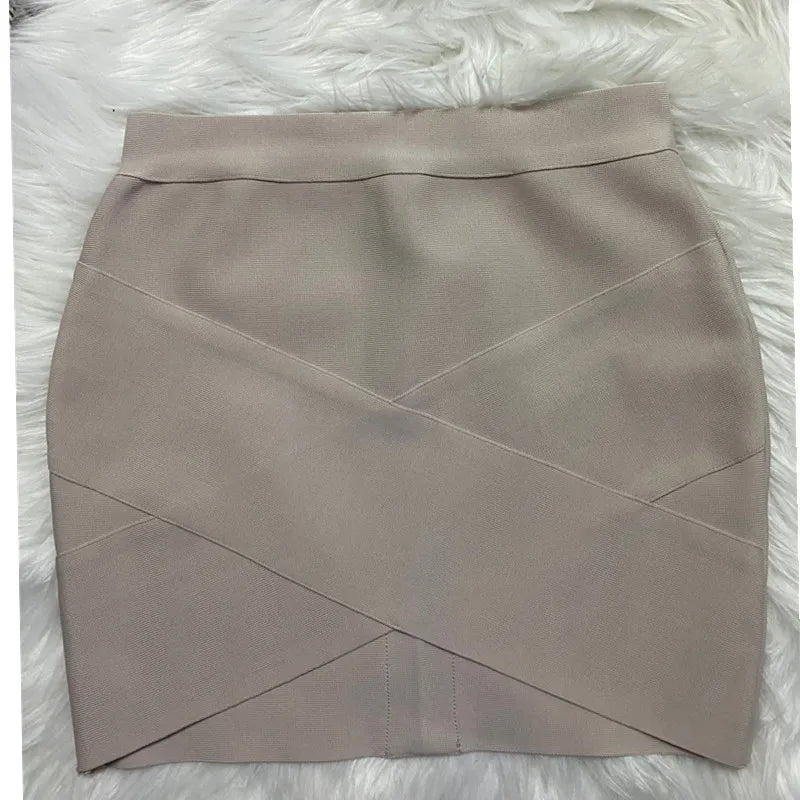Ladies High Quality Rayon Black Thick Rayon Pencil Bandage Skirt Cute Mini Skirt