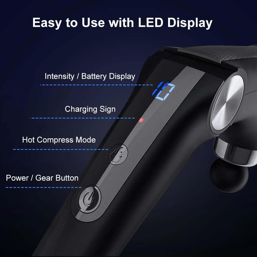 Fascia Massage Gun Shoulder Massage Machine Electric Muscle Massager Gun High Frequency Back Waist Neck Body Massage with Handle