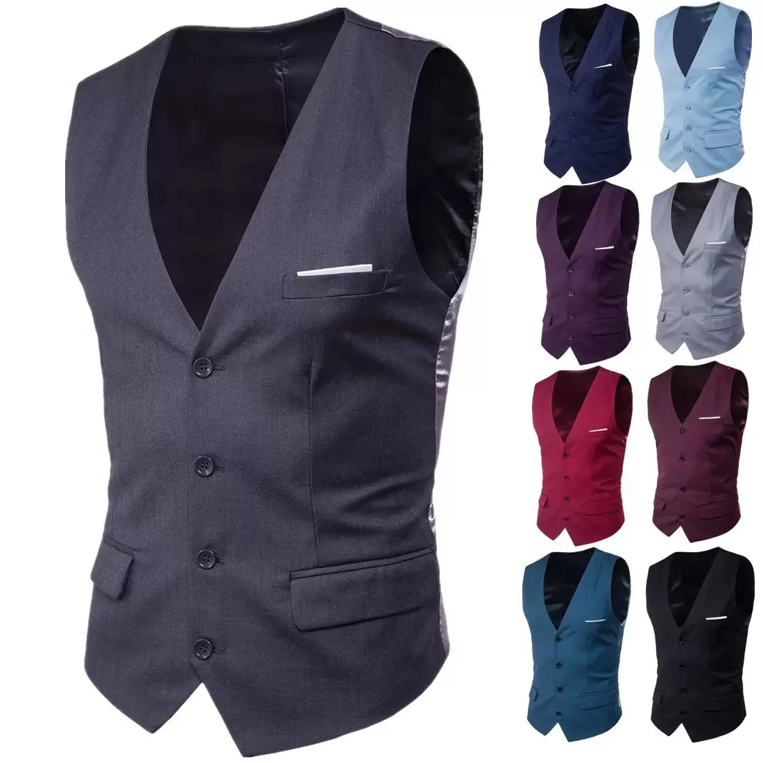 High Quality Men Suit Vest Waistcoat Business Casual Slim Groom Groomsman Wedding Men's Dress Blazer Vests 9 Colors Formal Party