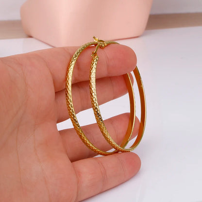 Hgflyxu Stainless steel Gold Hoop Earrings Large size Circle Ear Accessories Fashion Jewelry