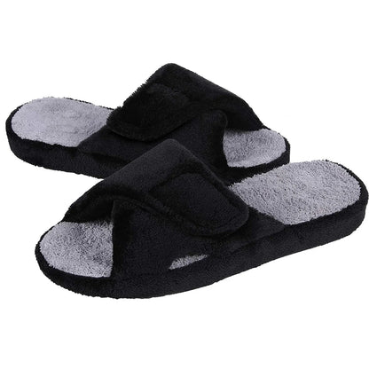 Litfun Four Seasons Cotton Slippers For Women Casual Flat Slippers With Adjustable Straps Female Breathable Soft Cozy Home Shoes
