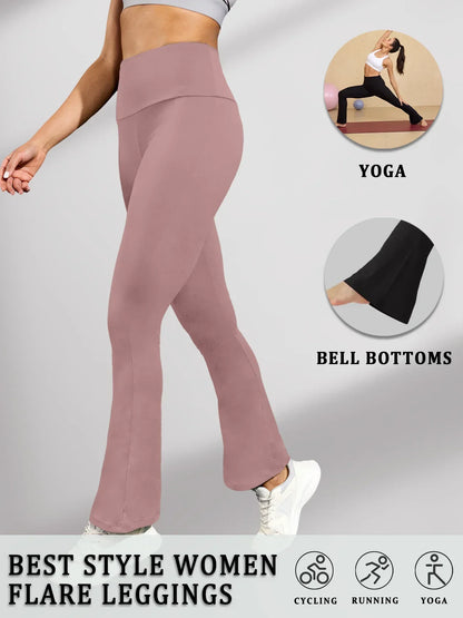 Women's Super Soft Flare Pants High Waisted Tummy Control Workout Yoga Leggings Bell Bottoms