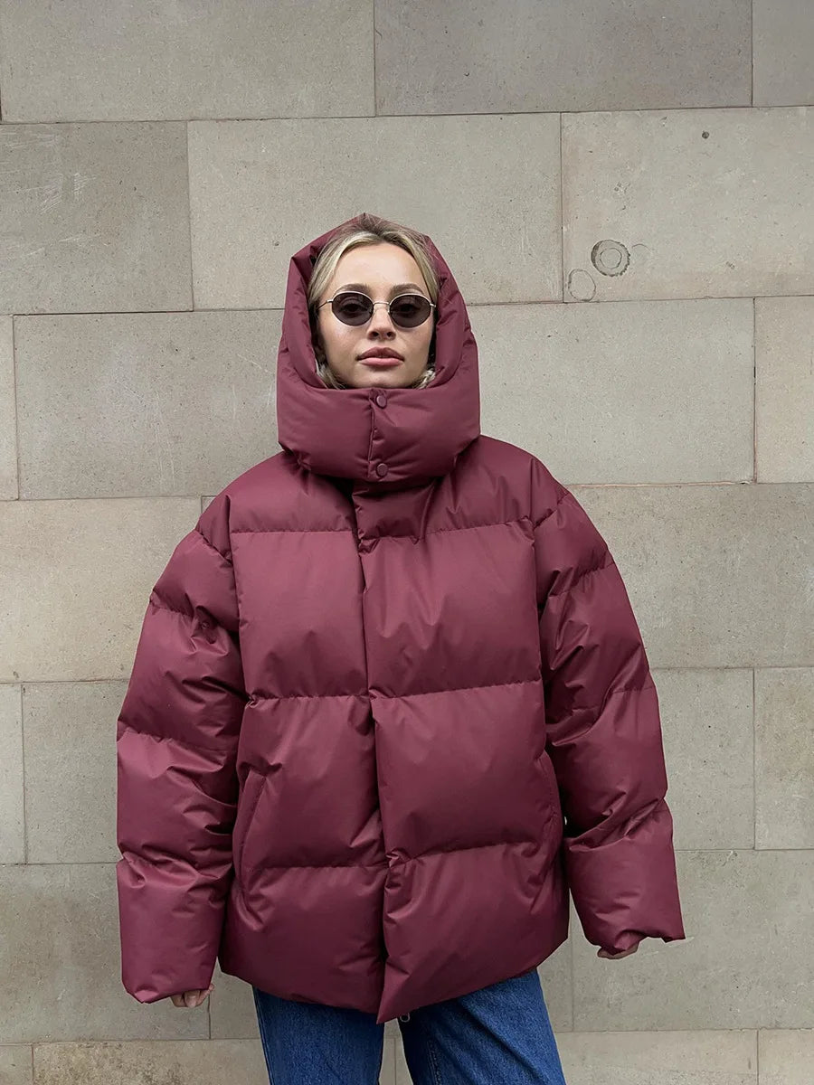 Women Winter Cotton Coat 2025 New Women Loose Cotton Padded Jacket Solid Hooded Parkas Coat Female Puffer Coat Winter Outwear