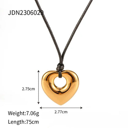 Youthway Trendy Stainless Steel Waterproof Irregular Geometric Metal Wax Rope Necklace Gold Silver For Women Jewelry Gift