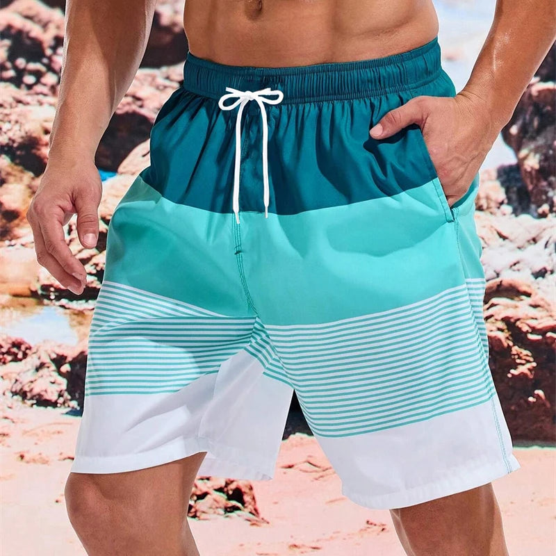 Sea Beach Casual Classic Stripe Beach Shorts For Men Loose Breathable Quick Dry Sport Board Short Summer Fashion New Short Pants