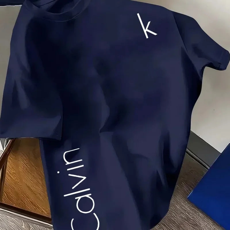 Summer's new trendy men's clothing, 100% pure cotton casual, fashionable and sporty high street T-shirt for daily outings