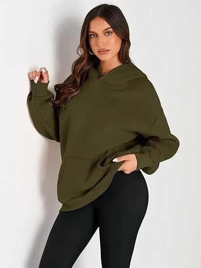2026 Autumn and Winter New Cross border Leisure Fashion Sports Solid Color Women's Loose and Comfortable Hoodie Hoodie Hoodie
