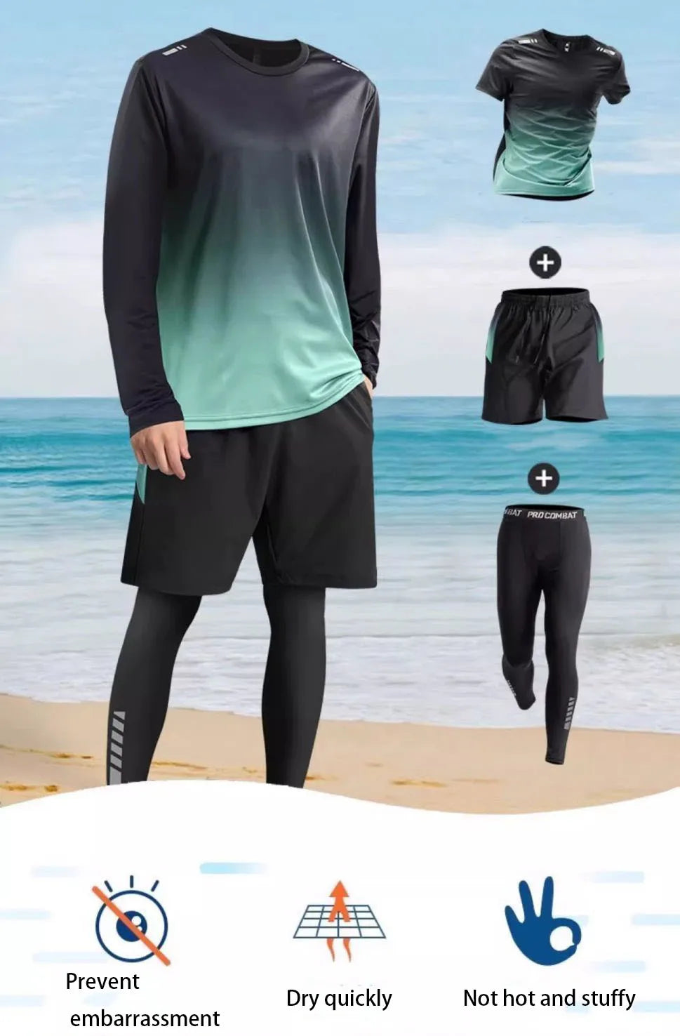 2025 new swimming suit, men's sun-protective long-sleeved and long pants swimsuit.