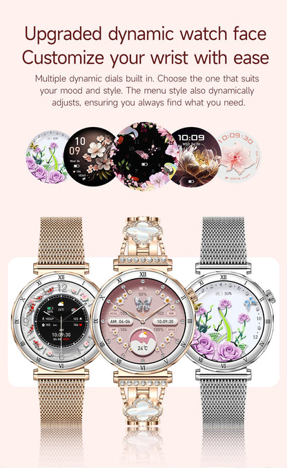 LIGE New Ultra Thin Smart Watch Women Screen Always Display Time Diamond Luxury Bracelet Voice Calling AMOLED Smartwatch Ladies