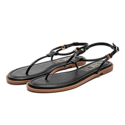 2025 Sandals Summer Women's Shoes Thin Bottom Flat Spaghetti Straps Casual Sandals Luxury Brand New