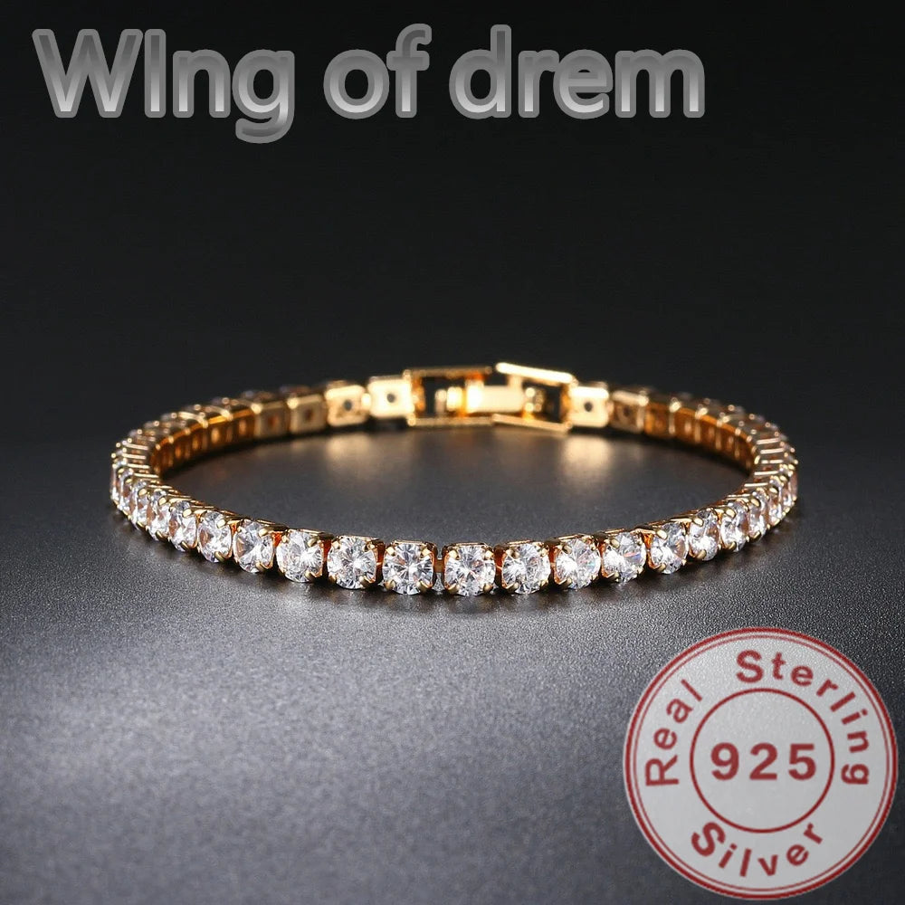 Dazzling 925 Sterling Silver Tennis Bracelet Rose Gold Shining Cubic Zirconia Bracelet Wedding Jewelry Gift