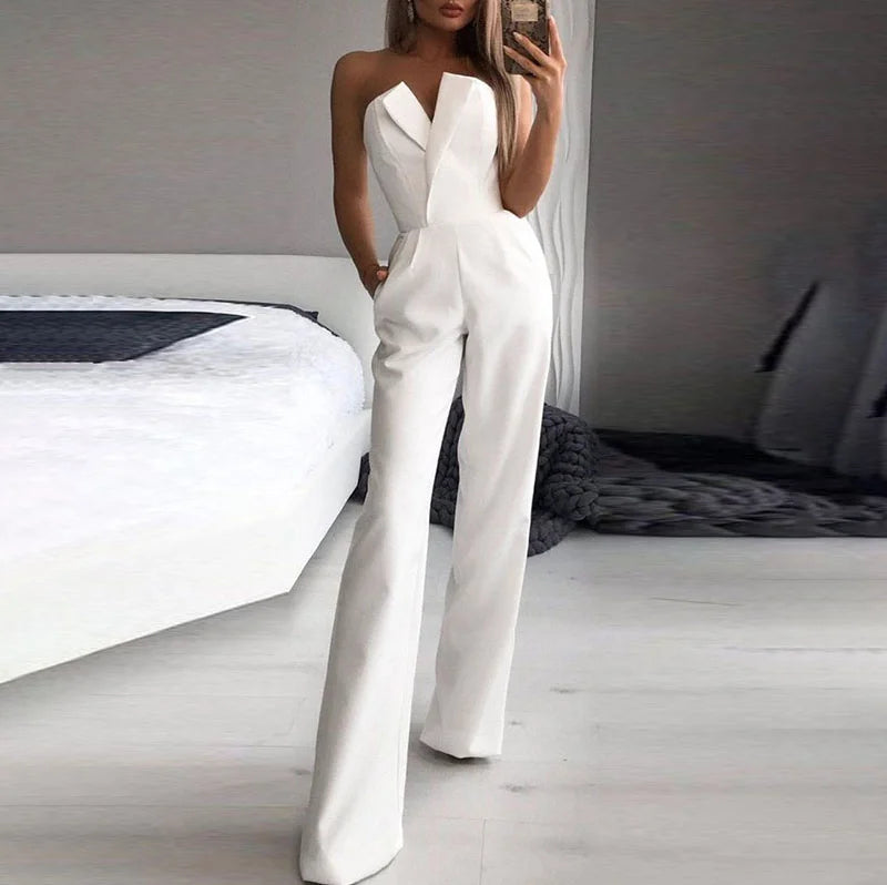 Jumpsuits for Women Jumpsuits Sexy Strapless Slim Office Lady  Elegant Chic Sleeveless Black White Red Casual Romper Bodysuit