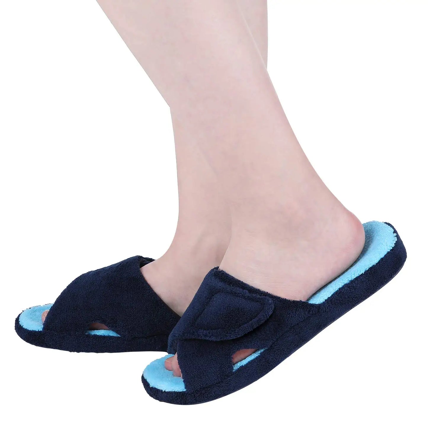 Litfun Four Seasons Cotton Slippers For Women Casual Flat Slippers With Adjustable Straps Female Breathable Soft Cozy Home Shoes