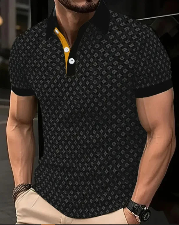 High Quality Men Polo Shirt Stripes Short Sleeve T-shirt Male Breathable Tops Business Turn Down Collar Streetwear Luxury Brand