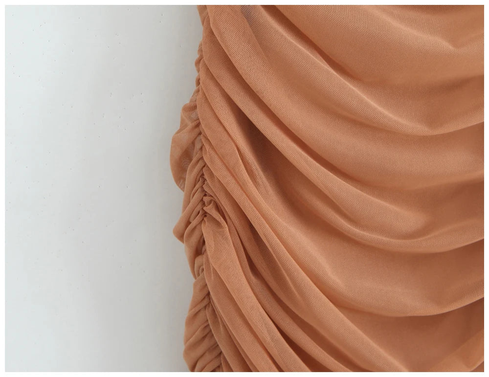 Womens Dress Mesh Ruched Slim Fit Long Spaghetti Strap Elegant Dress Must Have For Elegant Parties And Evening Banquets