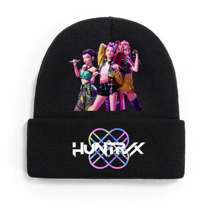 K Pop Demon Girls Knitted Hats Kpop Hunter Cartoon Children Headgear Cotton Winter Cute Cap Anime Kids Navidad Birthday Gifts