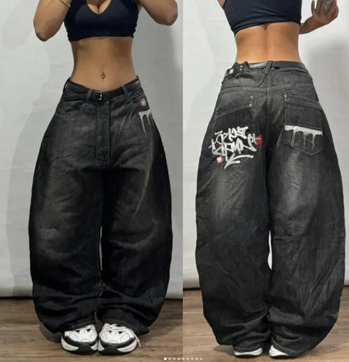 New American Street Retro Y2K Jeans Harajuku Hip Hop Light Blue Jeans For Men And Women Gothic High Waist Loose Denim Trousers