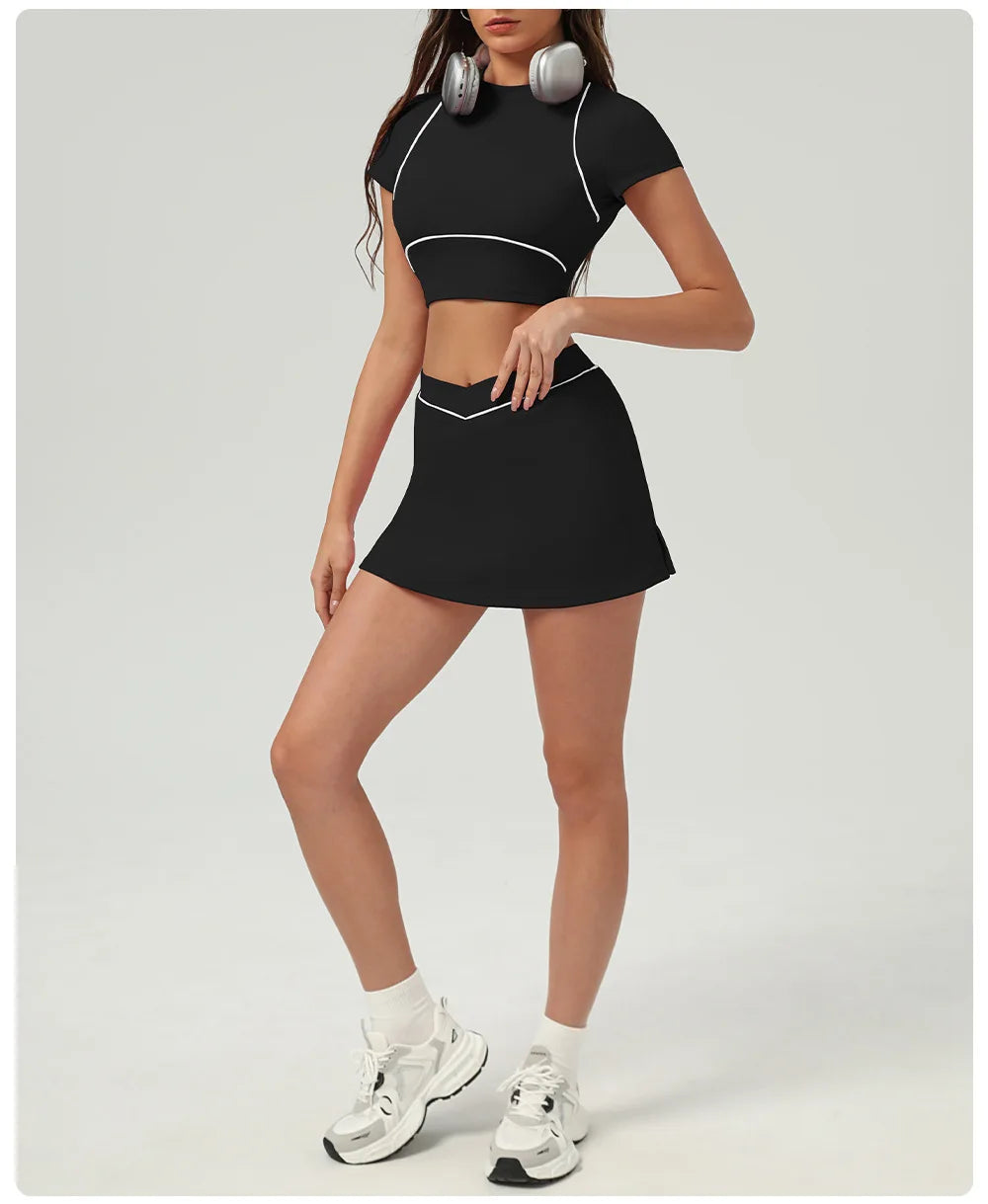 Women's Quick-Dry Tennis Skirt Sportswear Set Urban Style Yoga Training Outfit Outdoor Multi-Scene Golf Wear