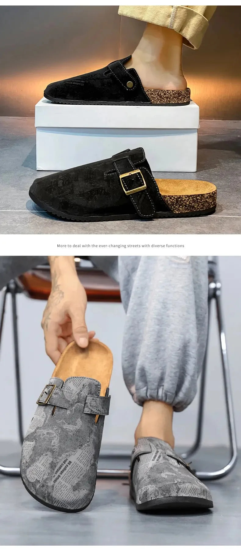 Couple Cork Clogs Slippers Fashion Soft Footbed Suede Beach Slides With Arch Support Girls Outdoor Muller Shoes womens sandals