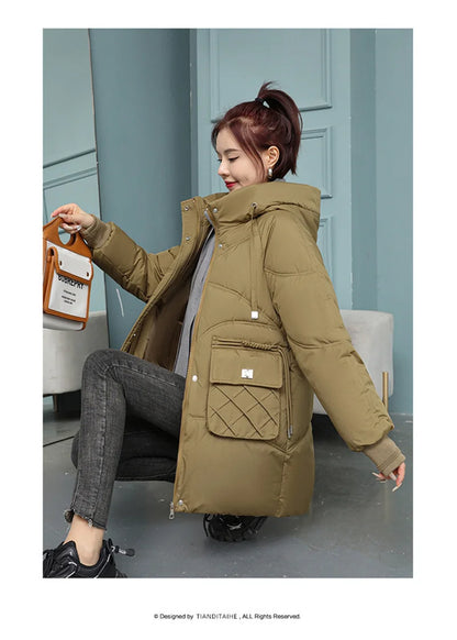 New Winter Women Jacket Coats Long Parkas Female Down Cotton Hooded Overcoat Thick Warm Jackets Windproof Female Outerwear