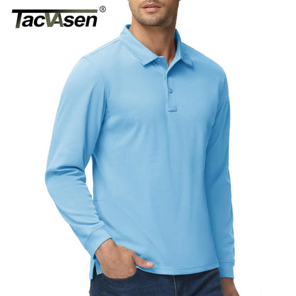 TACVASEN Men Outdoor T-shirts Work Polos Summer Quick Dry T-shirts Long Sleeve Lightweight Golf T-shirts Tee Tops